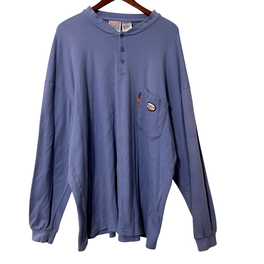 Rasco FR Flame Resistant Henley Work Shirt 4XL Blue‎  Casual Safety Industrial